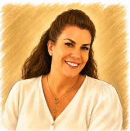 Illustrated caricature portrait of Rebecca Moncivais.