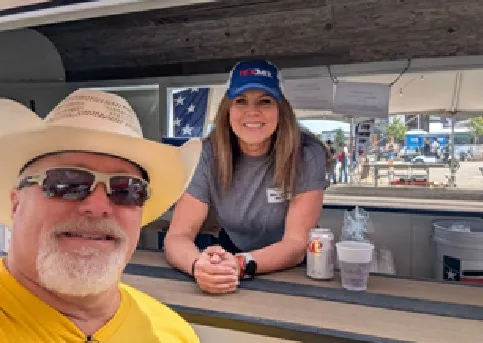 Mickey Phillips and Stephanie at the event tent.